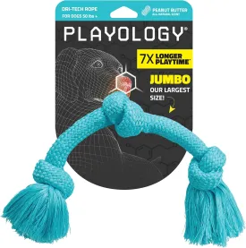 Playology Dri Tech Rope Dog Chew Toy for Large to X-Large Dogs 50lbs & up | Engaging, All-Natural Peanut Butter Scented Blue Toy for Tough Chewers | Easy to Clean | Interactive and Non-Toxic
