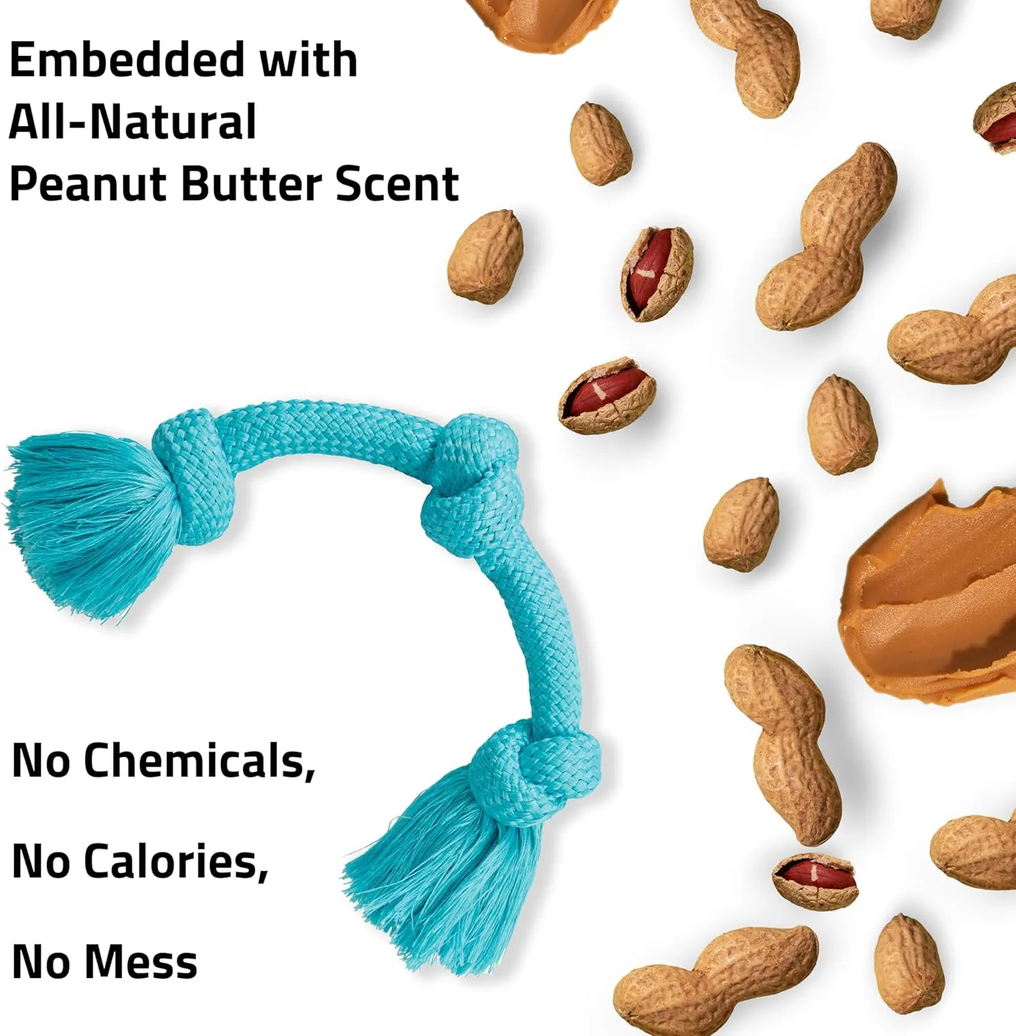 Playology Dri Tech Rope Dog Chew Toy for Large to X-Large Dogs 50lbs & up | Engaging, All-Natural Peanut Butter Scented Blue Toy for Tough Chewers | Easy to Clean | Interactive and Non-Toxic