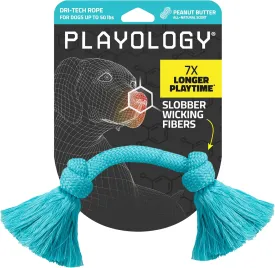 Playology Dri Tech Rope Dog Chew Toy for Medium Dogs up to 50 lbs | Engaging, All-Natural Peanut Butter Scented Blue Toy for Tough Chewers | Easy to Clean | Interactive and Non-Toxic