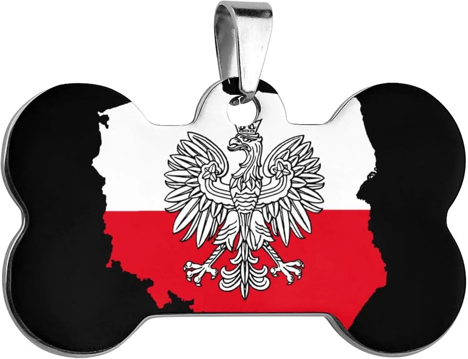 Polish Flag Eagle Pet ID Tags Personalized Stainless Steel Dog and Cat Tags Cute Collar Tag Bone Shape