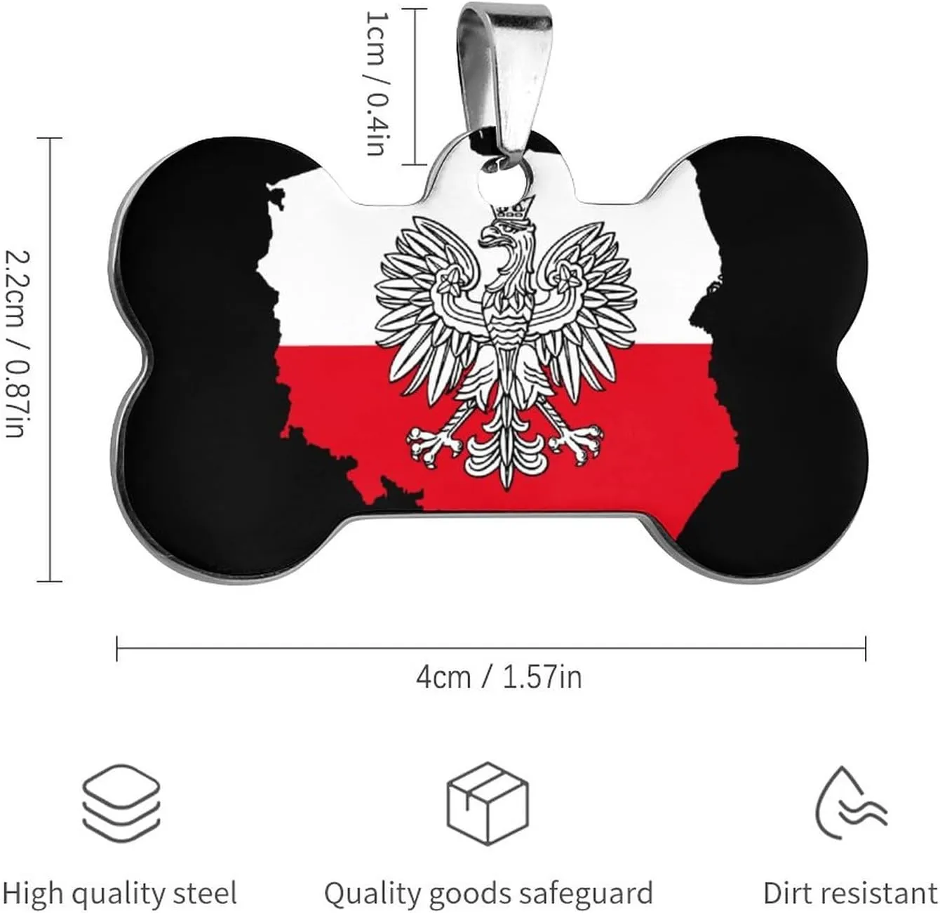 Polish Flag Eagle Pet ID Tags Personalized Stainless Steel Dog and Cat Tags Cute Collar Tag Bone Shape