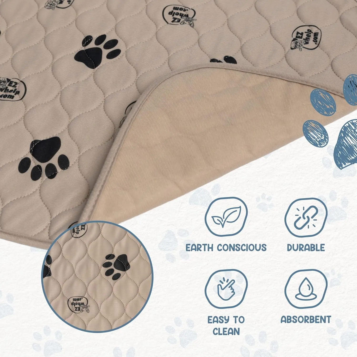 Reusable Dog Pee Pads for Dogs - Waterproof Potty Training Pee Pad - Washable Dog Training Pads W/ Rounded Corners Puppy Pad - Lightweight & Laminated Whelping Pad Dog Mat Pet Supplies - 2 Pk