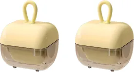 Reusable Lint Roller Washable Mini Sticky Roller Portable Remover for Clothes, Sofa, Car & Travel Pet Hair Removal Tool (Beige 2Pack)
