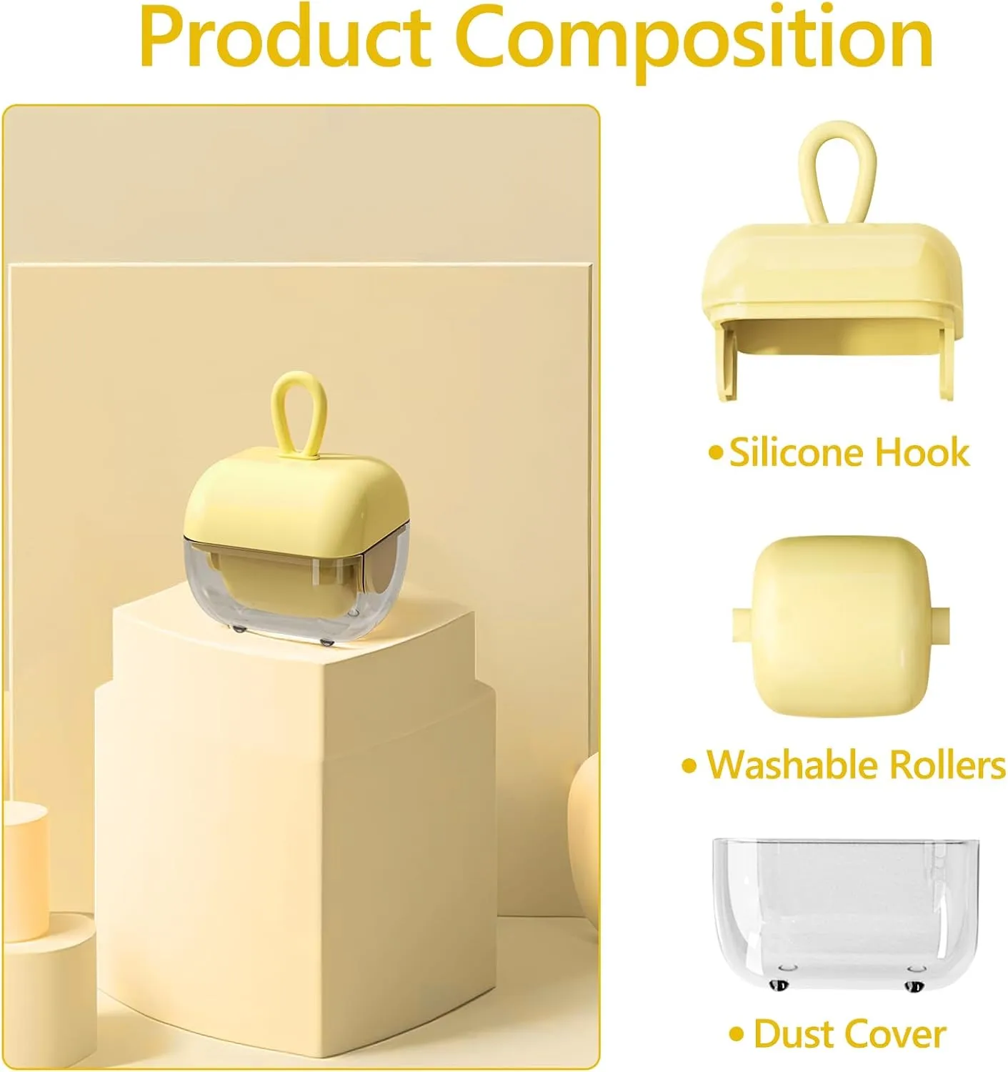 Reusable Lint Roller Washable Mini Sticky Roller Portable Remover for Clothes, Sofa, Car & Travel Pet Hair Removal Tool (Beige 2Pack)