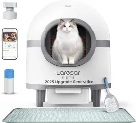 Scoop-Free Self Cleaning Litter Boxes for Multiple Cats, Smart Litter Box with App, Automatic Cat Litter Box Self Cleaning, Safe Cat Crystal Solution for Pet Guardian/Parent, 70L 9L Large Toilet