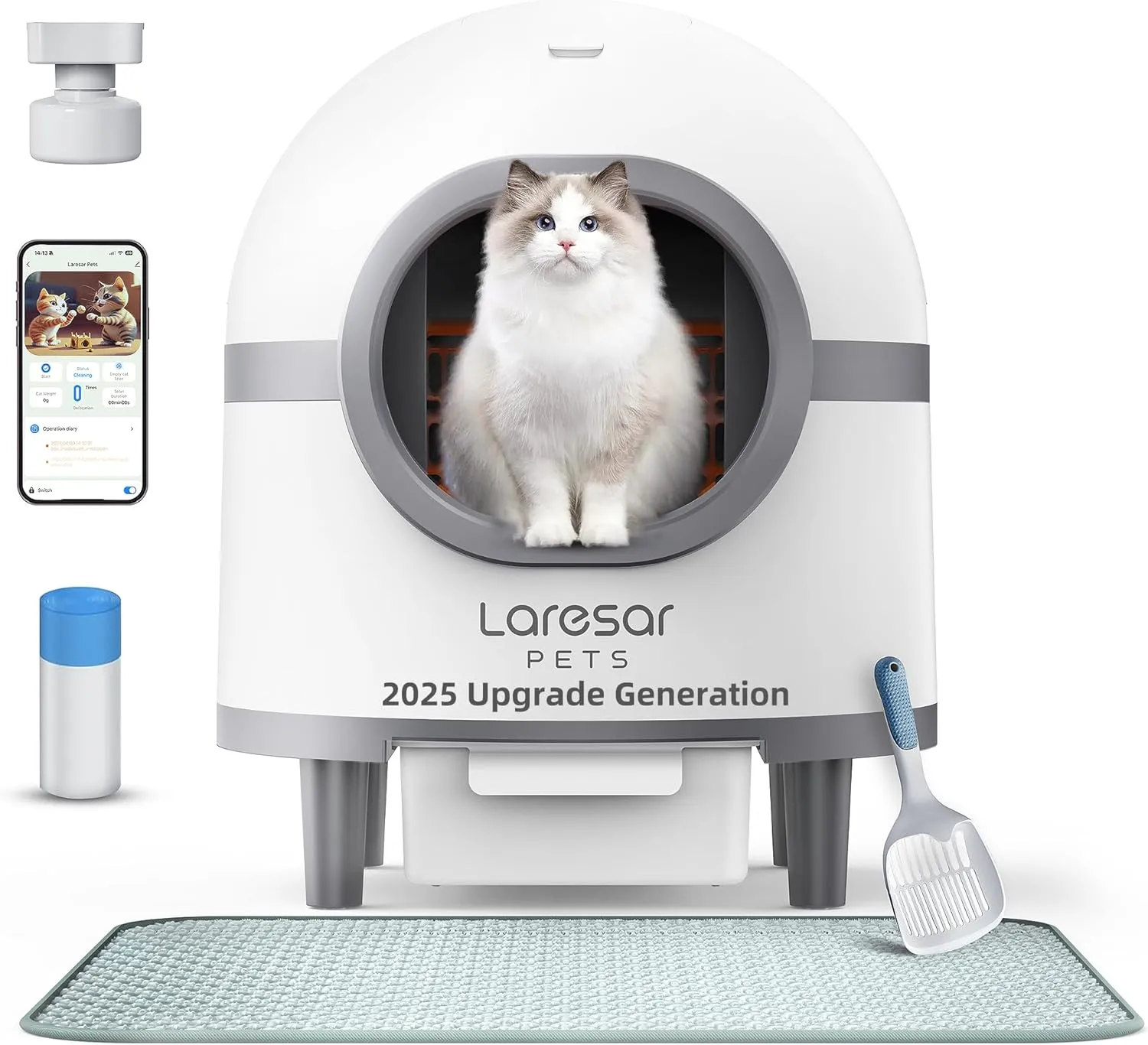Scoop-Free Self Cleaning Litter Boxes for Multiple Cats, Smart Litter Box with App, Automatic Cat Litter Box Self Cleaning, Safe Cat Crystal Solution for Pet Guardian/Parent, 70L 9L Large Toilet