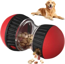Slow Feeder Dog Toy, Interactive Treat Dispenser & Puzzle Ball for Fast Eaters, Mental Stimulation, Boredom Relief, Food-Grade ABS, Adjustable Difficulty for Small & Large Dogs, Red