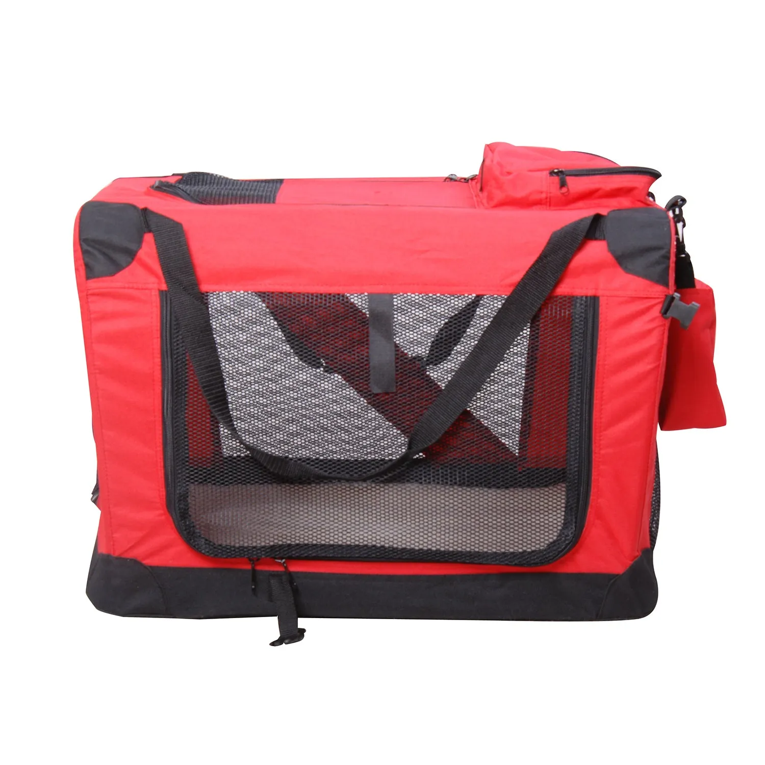 Small Pets PVC Oxford Cloth Travel Carrier w/ Mesh Windows Red