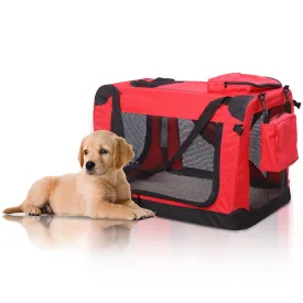 Small Pets PVC Oxford Cloth Travel Carrier w/ Mesh Windows Red