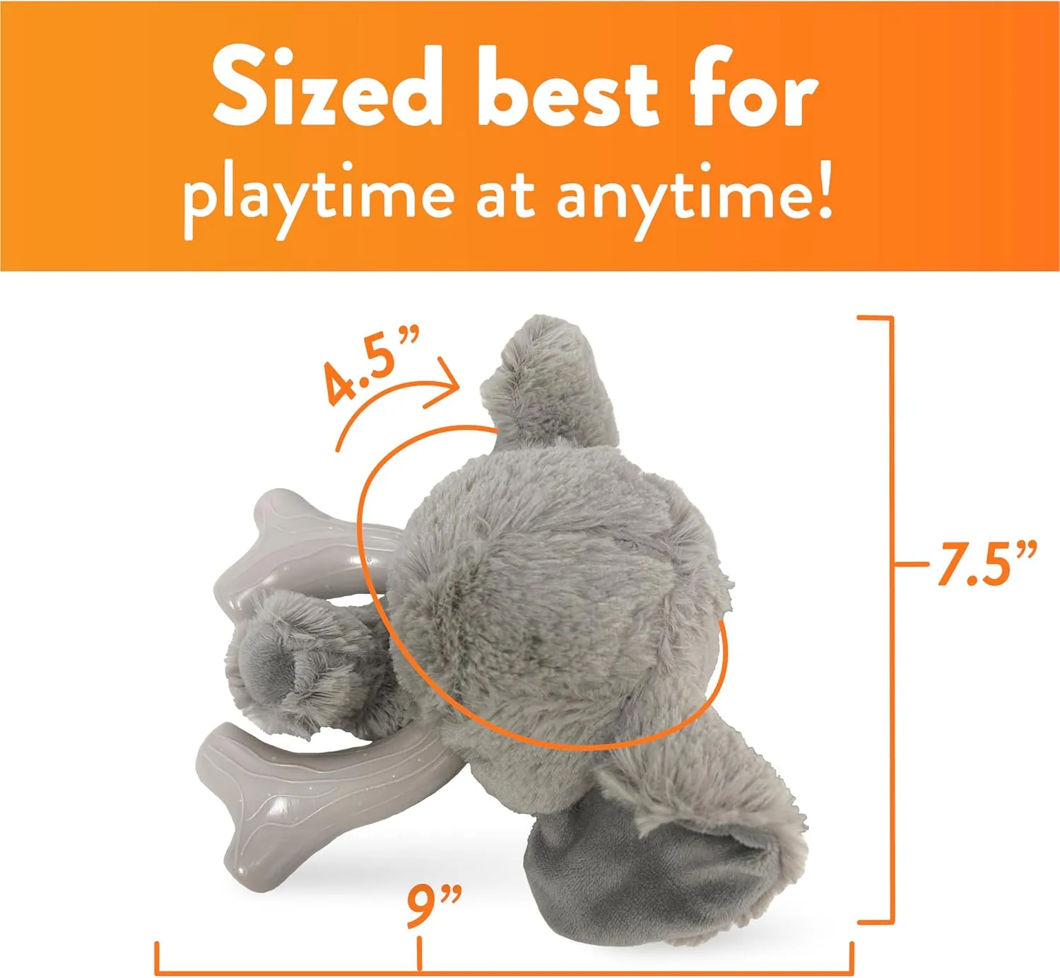 Spunky pup Knucklehead Durable Dog Toy - 2-in-1 Plush & Chew Toy for Aggressive Chewers, Chicken-Flavored Dental Chew, Durable Double-Stitched Squeaker- Elephant
