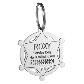 Star Police Badge Dog ID Tag