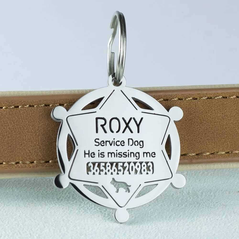 Star Police Badge Dog ID Tag