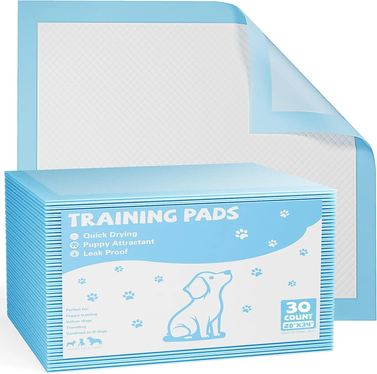 Sweetcrispy Dog Puppy Training Pee Pads - Absorbency Disposable Underpads, Leakprood and Quick Drying, Large Size 28''x 34'' for Potty Training, Incontinence Pads, 40 Count for 1 Pack