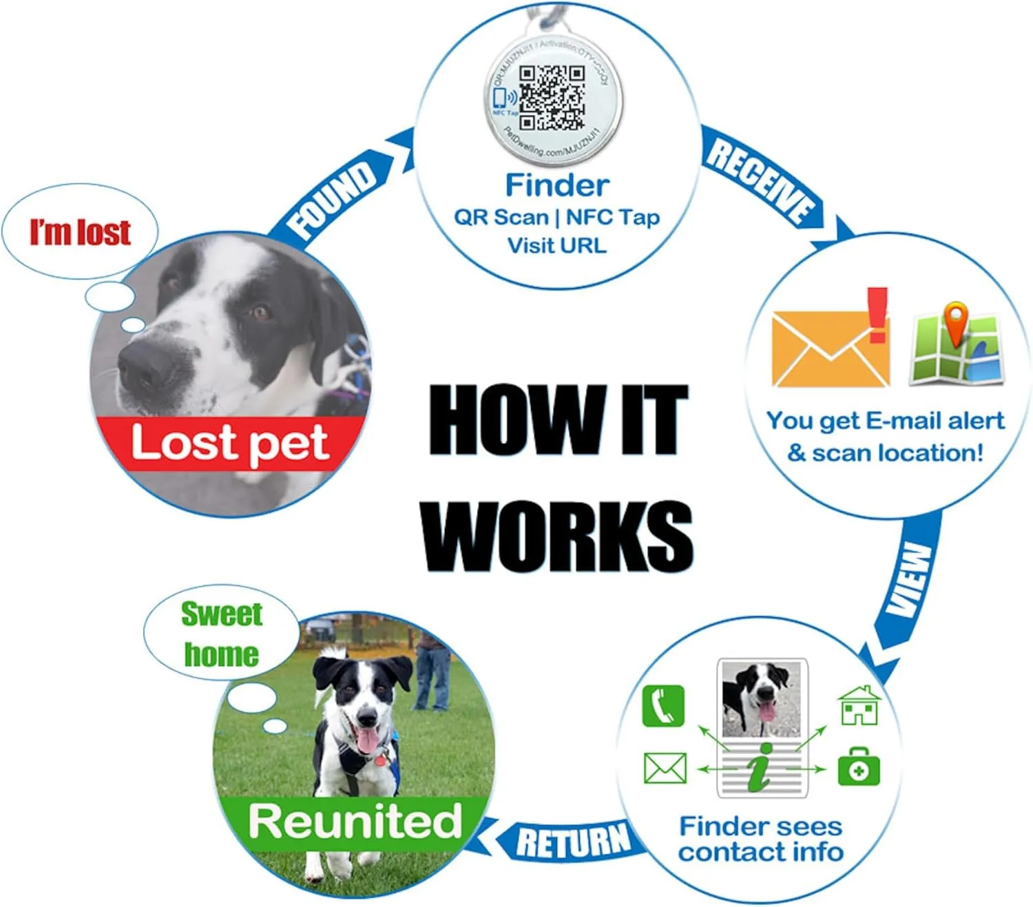 Symbols QR Code Pet ID Tag for Dogs & Cats - Easy Scanning, Instant Online Profile Access, Real-Time Scan Location Alerts(Joy-D Major)