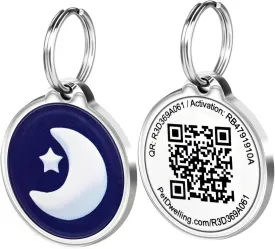 Symbols QR Code Pet ID Tag for Dogs & Cats - Easy Scanning, Instant Online Profile Access, Real-Time Scan Location Alerts(Nature-Moon)