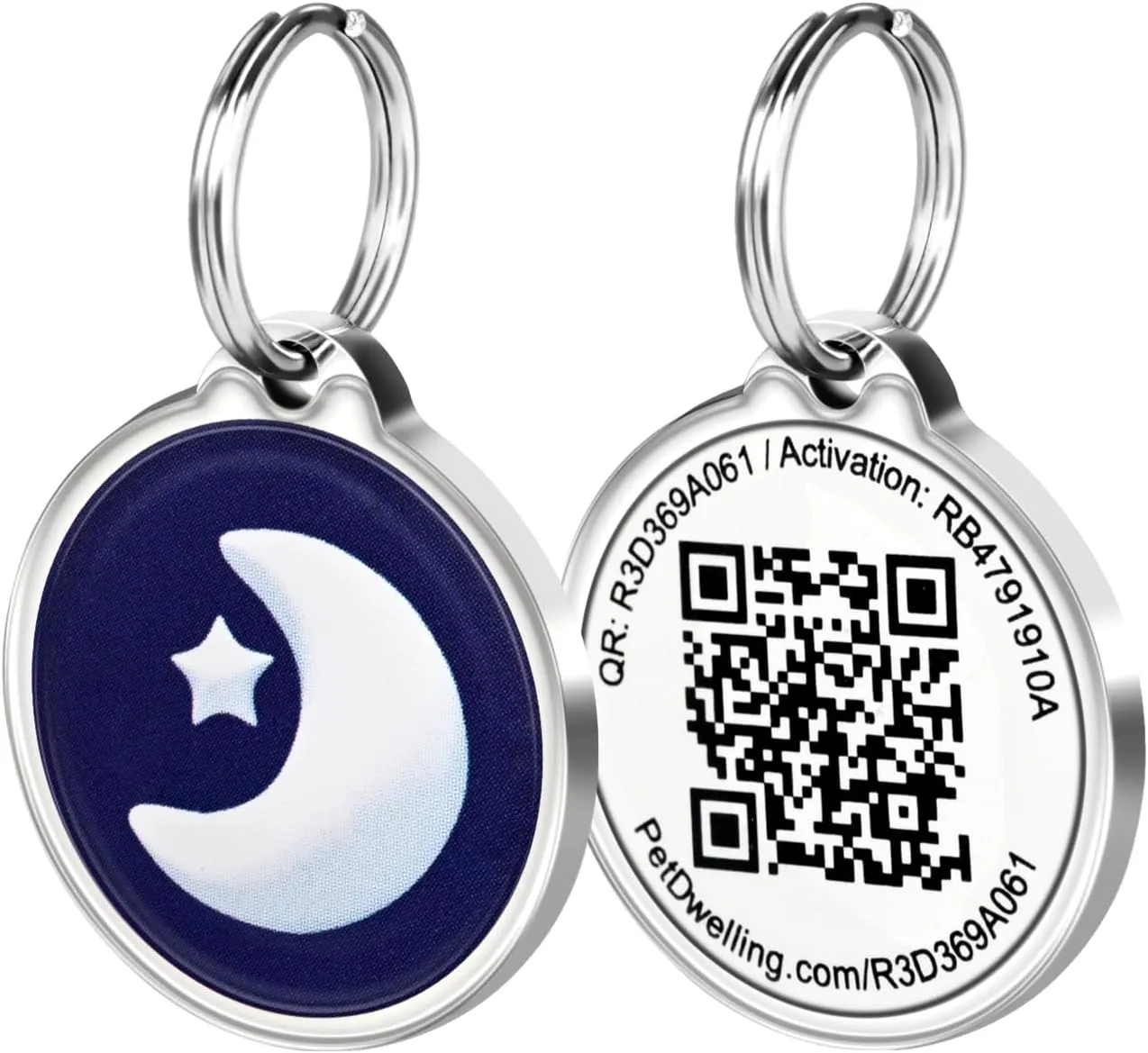 Symbols QR Code Pet ID Tag for Dogs & Cats - Easy Scanning, Instant Online Profile Access, Real-Time Scan Location Alerts(Nature-Moon)