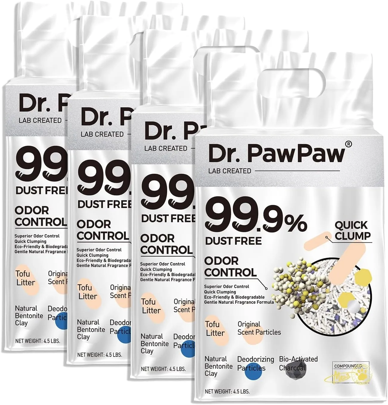 Tofu Cat Litter, Dr. PawPaw Clumping Cat Litter, Natural Tofu Scent 18 lb, Dust-Free Keep Kitty Tidy, Superior Odor Control Keep Step Fresh