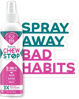 TropiClean No Chew Spray for Dogs, Better Than Bitter Apple Spray, Safe & Natural Chew   Lick Deterrent, Protect Home, Hot Spots & More! 8oz
