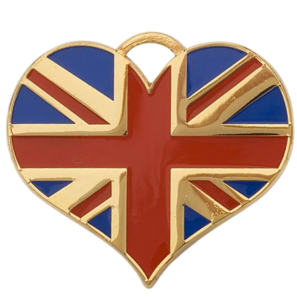 Union Jack Heart Pet ID Tag