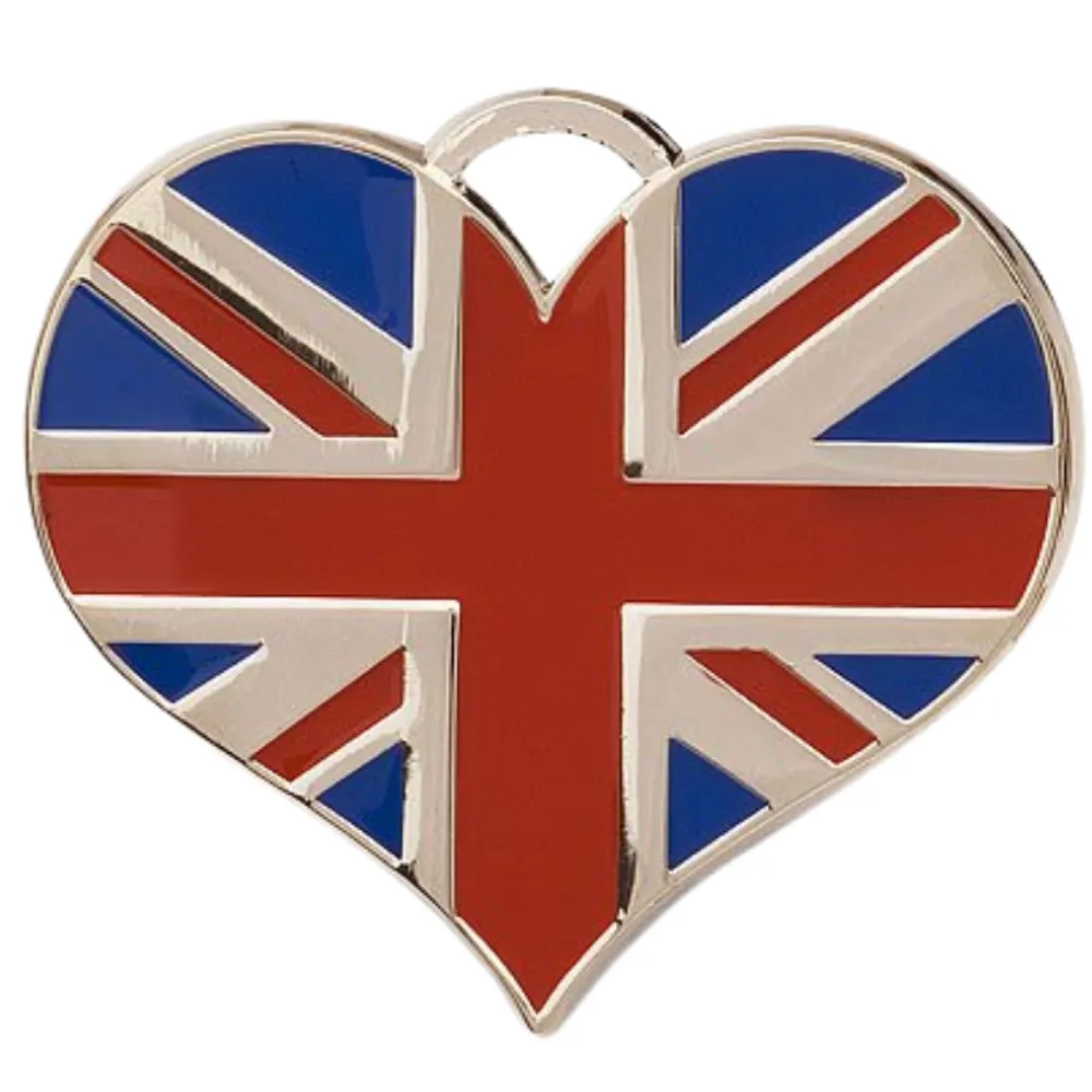 Union Jack Heart Pet ID Tag