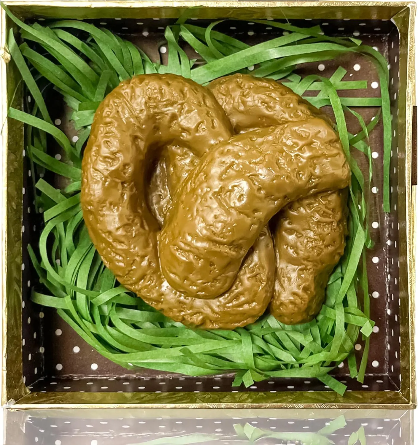 Vaulted Skulls & Co Poop in a Box | Fake Poop Gag Gift | Funny Poop Prank Box | Mystery Poop Gift Box | Poop Joke Gift | Novelty Poop Gifts | White Elephant Gifts | Brown/Gold | Box Size - 5" X 5"