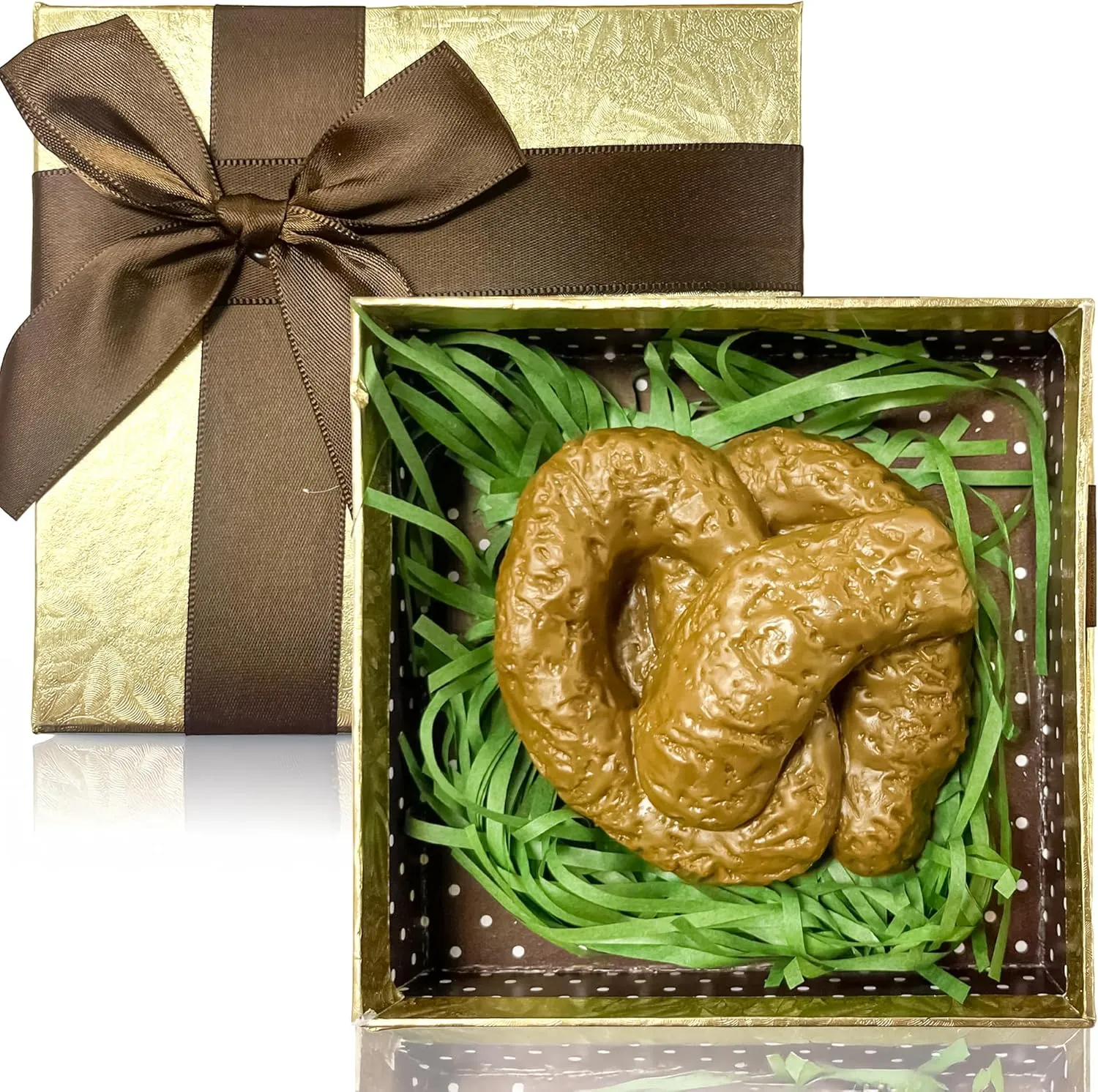 Vaulted Skulls & Co Poop in a Box | Fake Poop Gag Gift | Funny Poop Prank Box | Mystery Poop Gift Box | Poop Joke Gift | Novelty Poop Gifts | White Elephant Gifts | Brown/Gold | Box Size - 5" X 5"