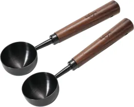 Vintage Coffee Measuring Spoon - 304 Stainless Steel, Coffee Scoop10g Capacity, Walnut Handle - Perfect for Coffee, Tea, and More (Gunmetal (2 pcs))