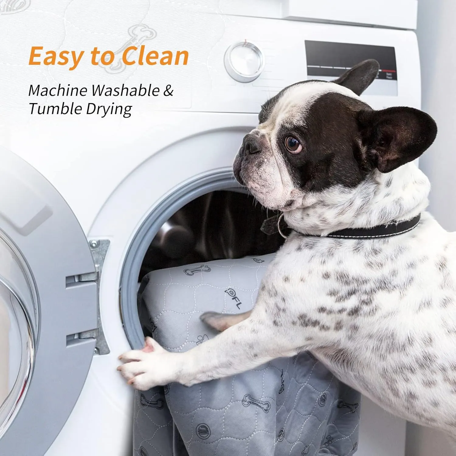 Washable Pee Pads for Dogs, 6Pack Reusable Puppy Pads, Absorbent Whelping Pads with Bone Print, Non-Slip Waterproof Pet Training Pads for Couch, Crate, Potty Training 16x24