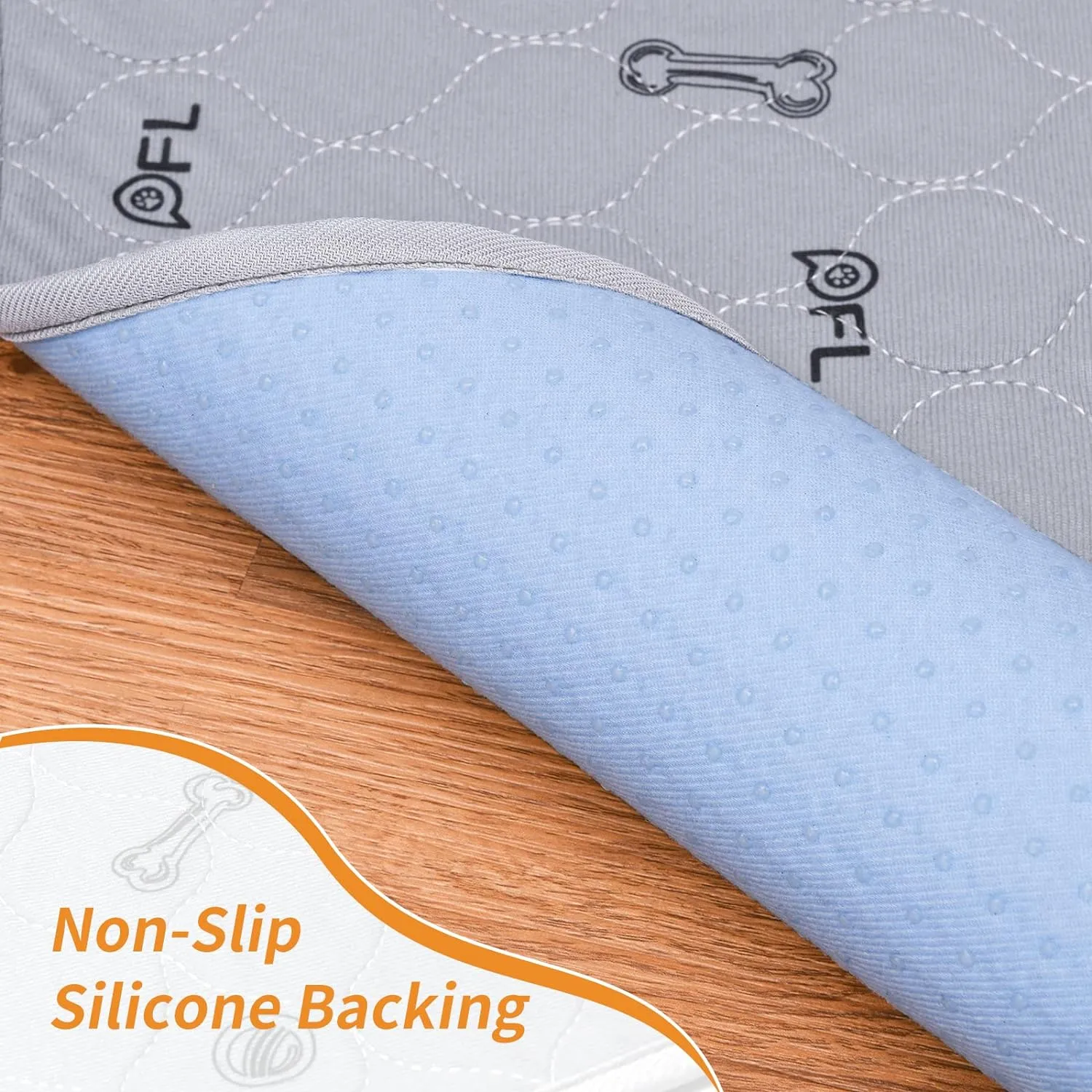 Washable Pee Pads for Dogs, 6Pack Reusable Puppy Pads, Absorbent Whelping Pads with Bone Print, Non-Slip Waterproof Pet Training Pads for Couch, Crate, Potty Training 16x24