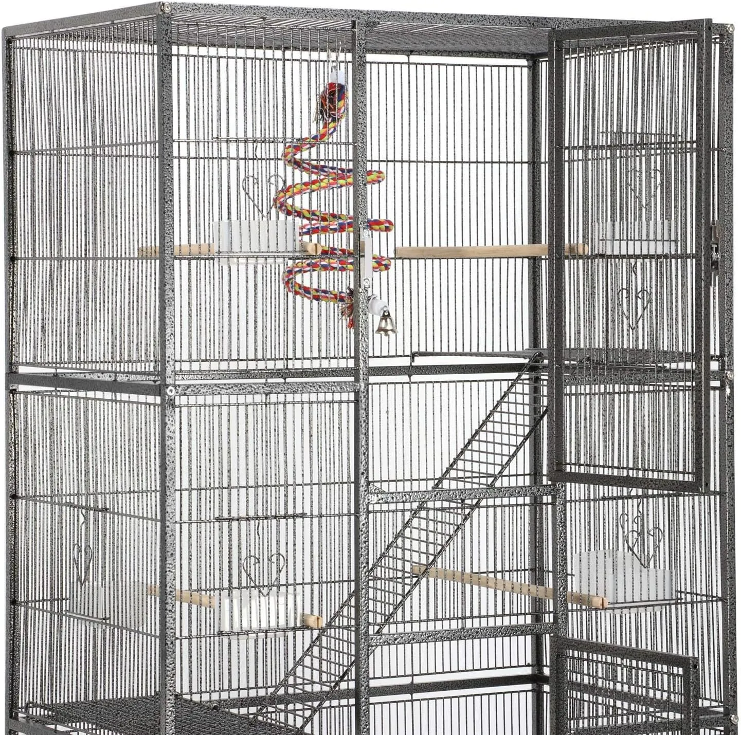 Yaheetech 69-Inch Extra Large Wrought Iron 3 Levels Ferret Chinchilla Sugar Glider Squirrel Small Animal Cage with Cross Shelves and Ladders, Black