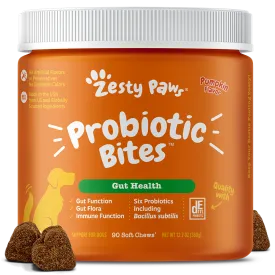 Zesty Paws Dog Probiotic Bites Gut Health Pumpkin 90soft chews